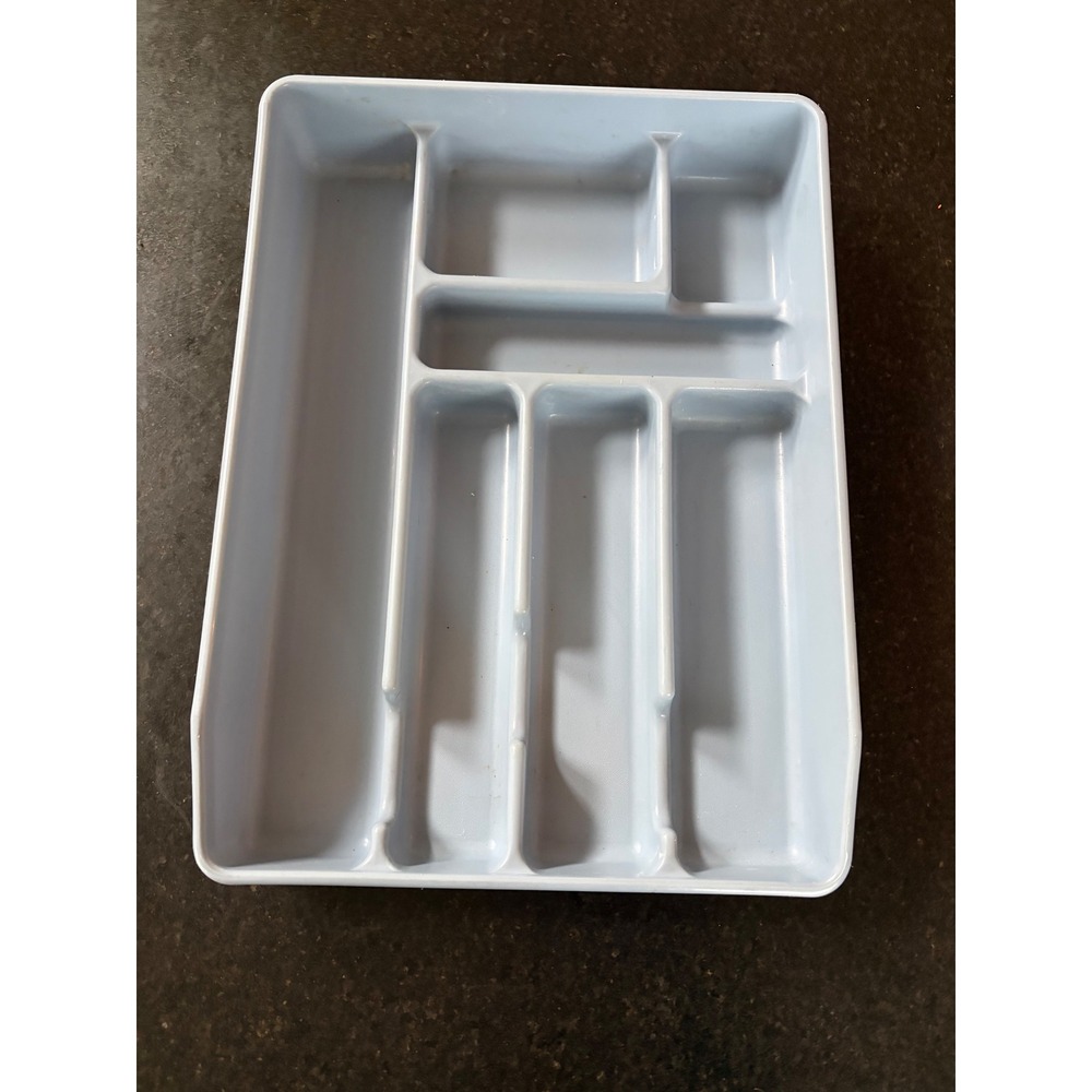 Rubbermaid 0521 Blue Plastic Silverware Drawer Organizer Cutlery Tray 6 Slots